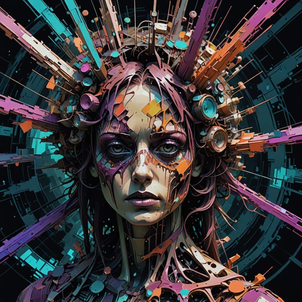 Entropic Decay in Glitch Art Style