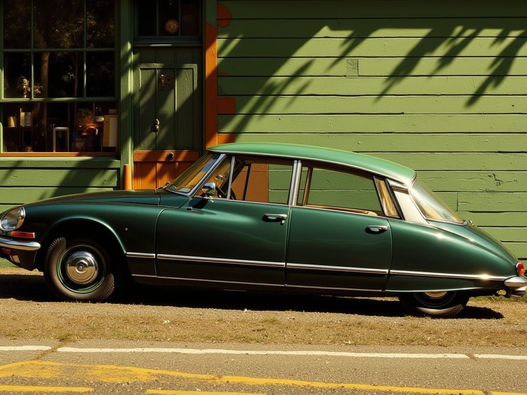 Citroen DS 21 Parked Against Vibrant Wall