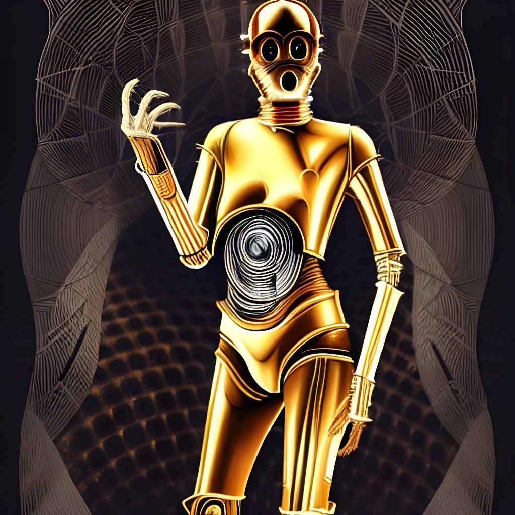 C-3PO in a Dendropunk Sci-Fi Nightmare