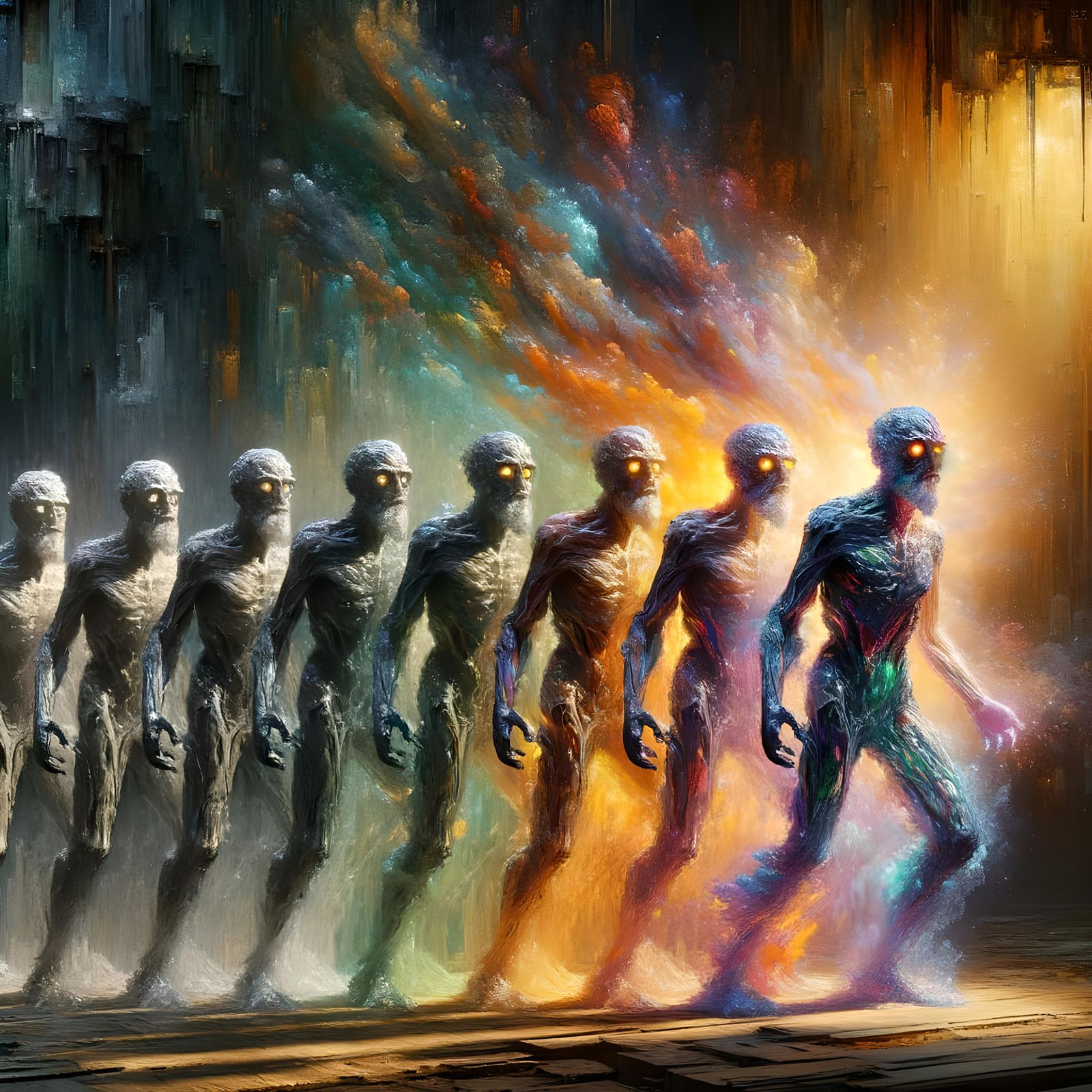 Glass Character Metamorphosis in Abstract Horror Style