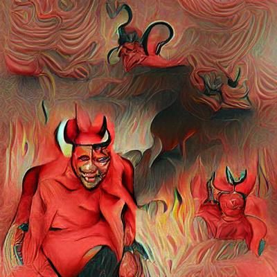 Stylized Devil in Hell Illustration