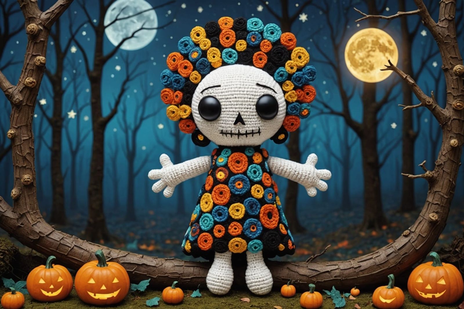 Halloween Voodoo Doll in Cubist Style