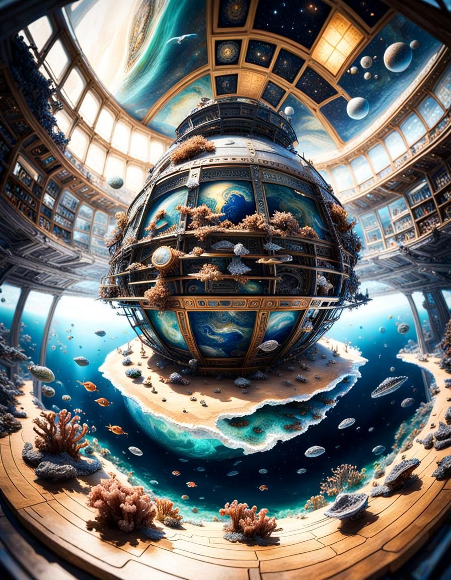 Surreal Ocean Ceiling and Outer Space Floor