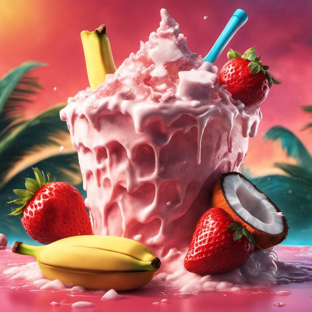 Hyperrealistic Jingle Ice Cream with Neon Accents