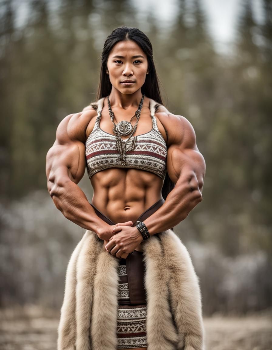Muscular Inuit Woman Portrait in Natural Light