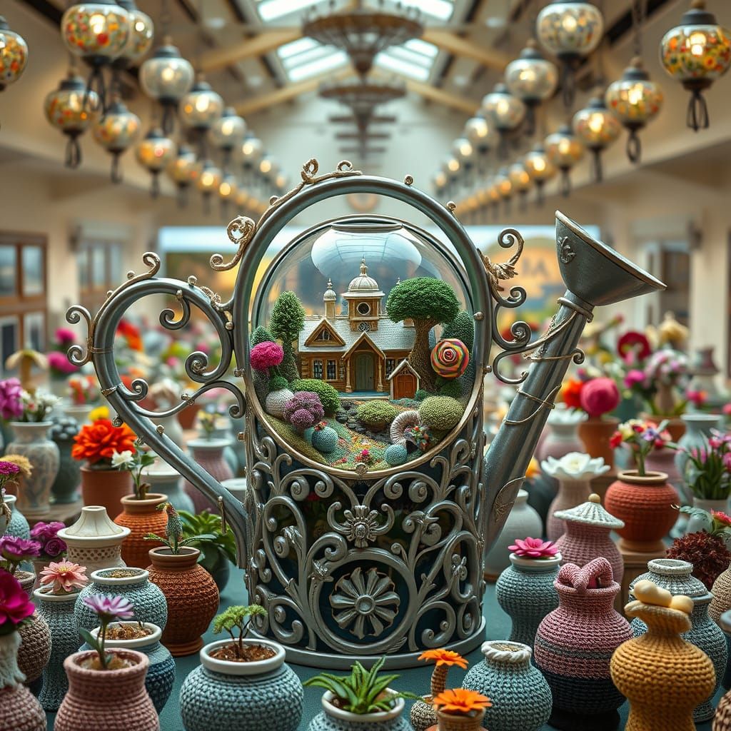 Surreal Knolling Project Inside Ornamental Watering Can