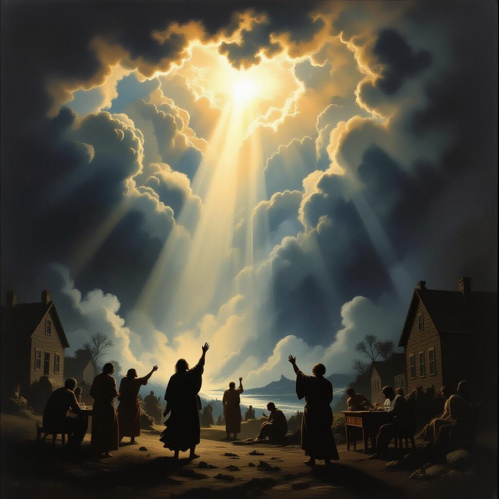 Divine Light Breaks Through Stormy Sky