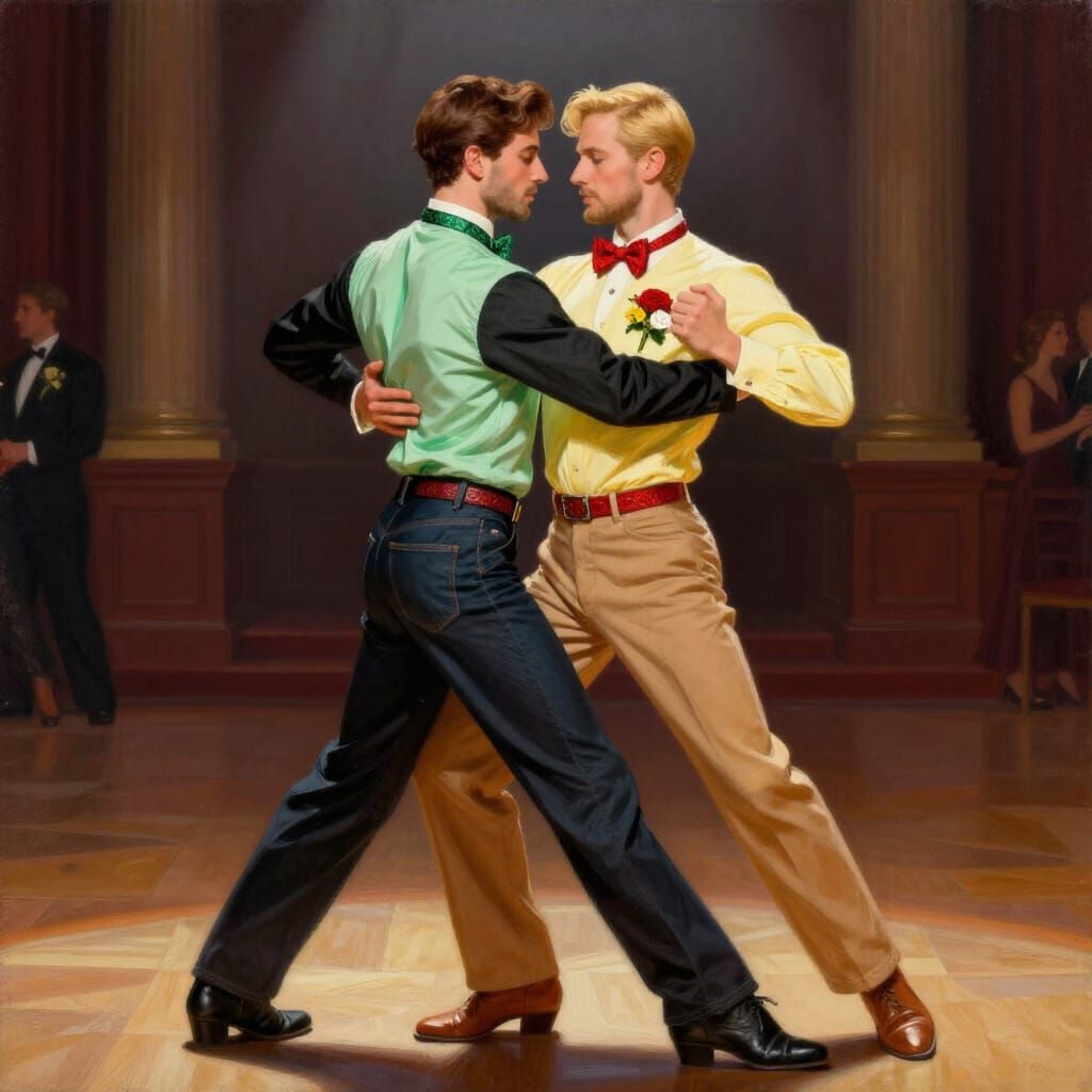 Tango Dance in Grand Ballroom Digital Oil Painting