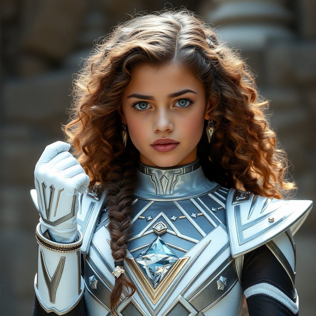 18 year old Camren bicondova with long curly brown braided h...