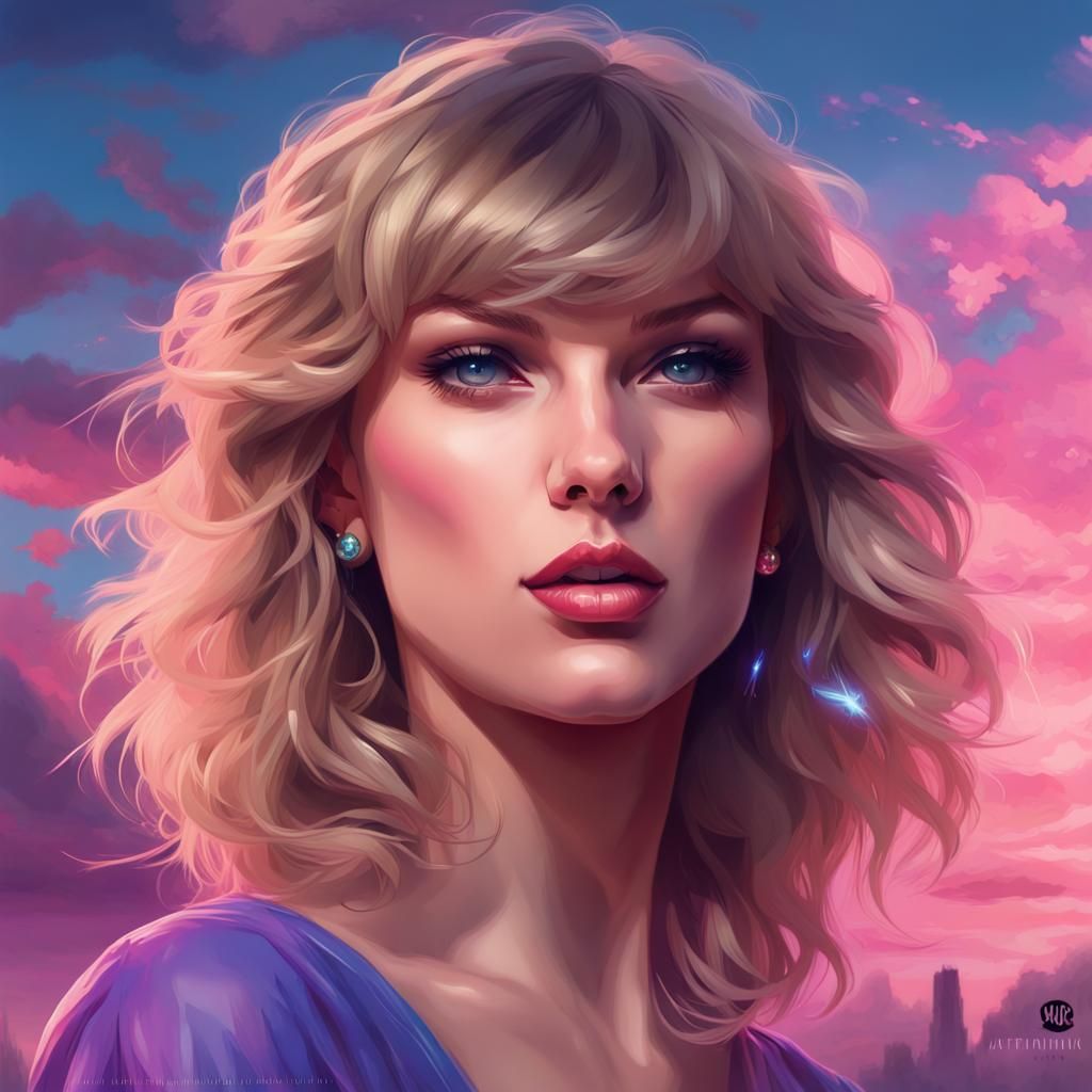 Colorful Portrait of Woman Smoking, Hyperdetailed Art