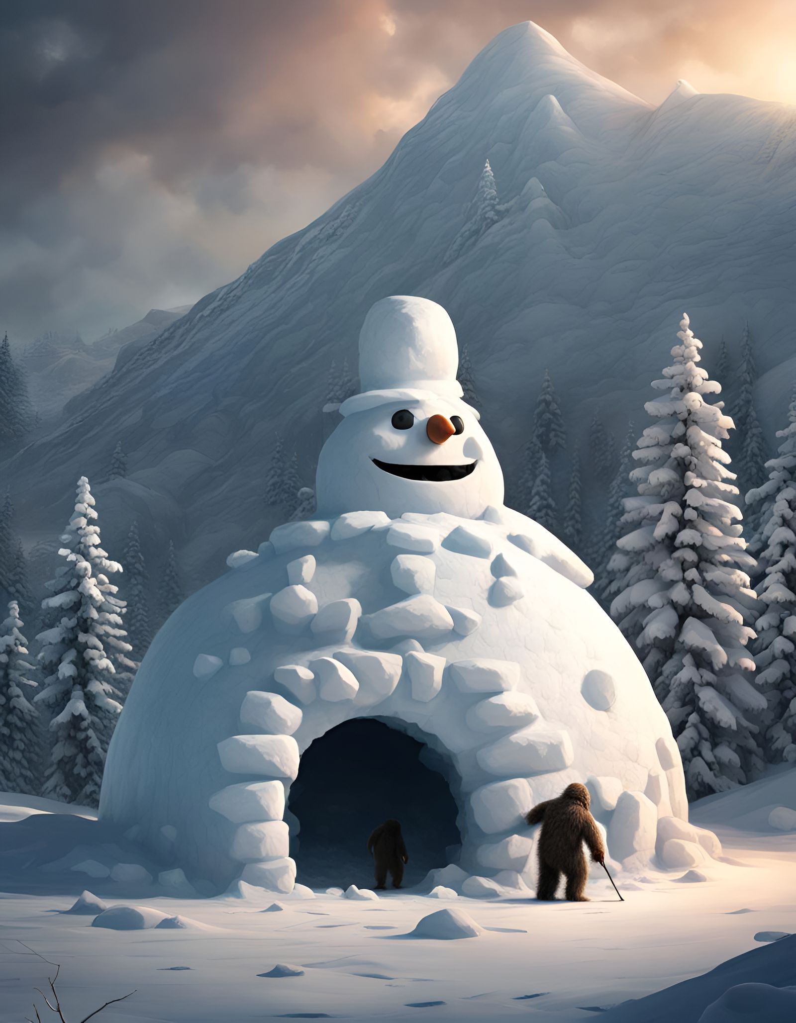 Snowman and Sasquatch Build an Igloo