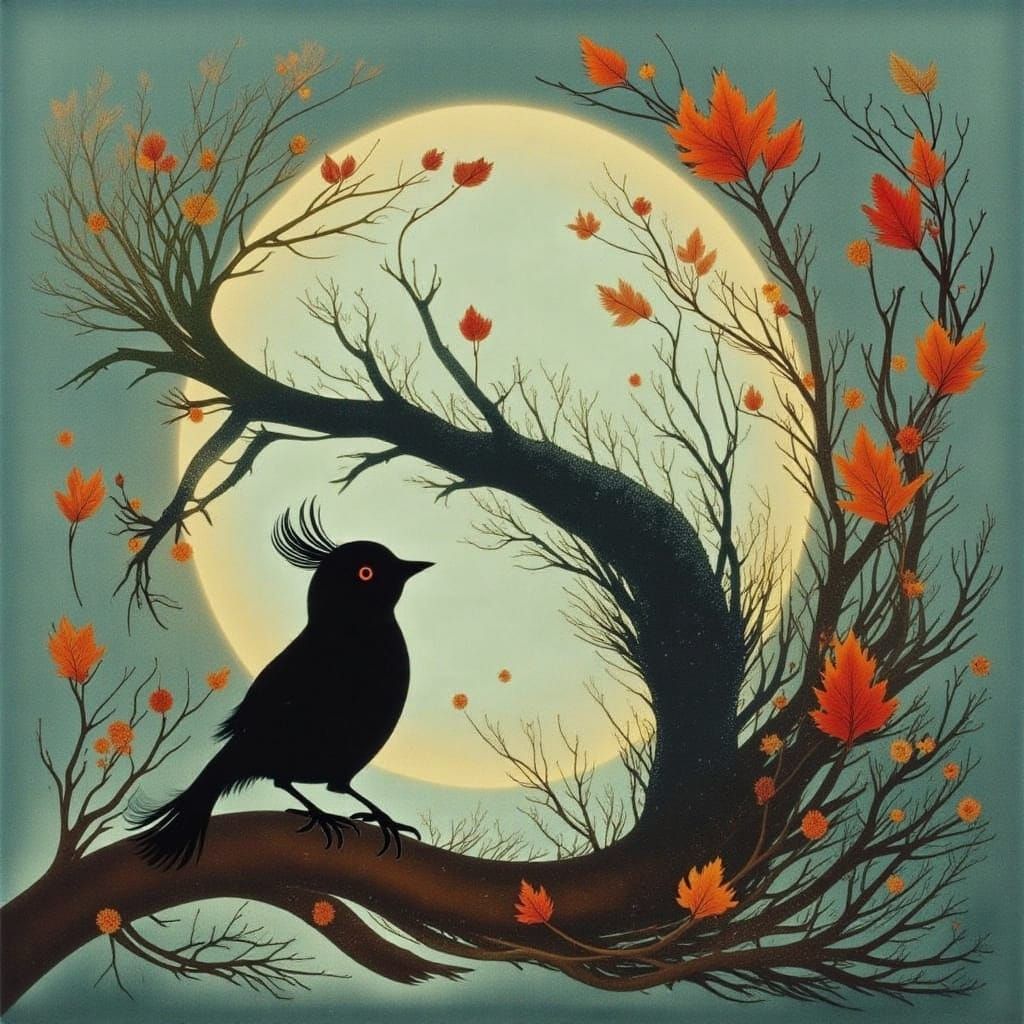 Autumn Graphic Style with Cicada Song Elements