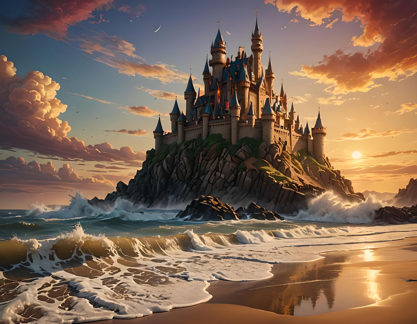 Detailed Sandcastle: Fantastical Digital Matte Painting