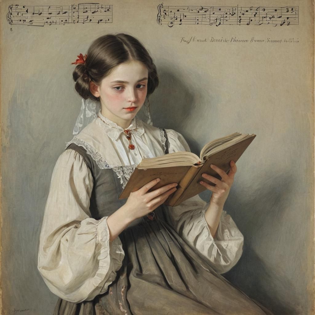 Vampire Girl Reads Music in Classical Style