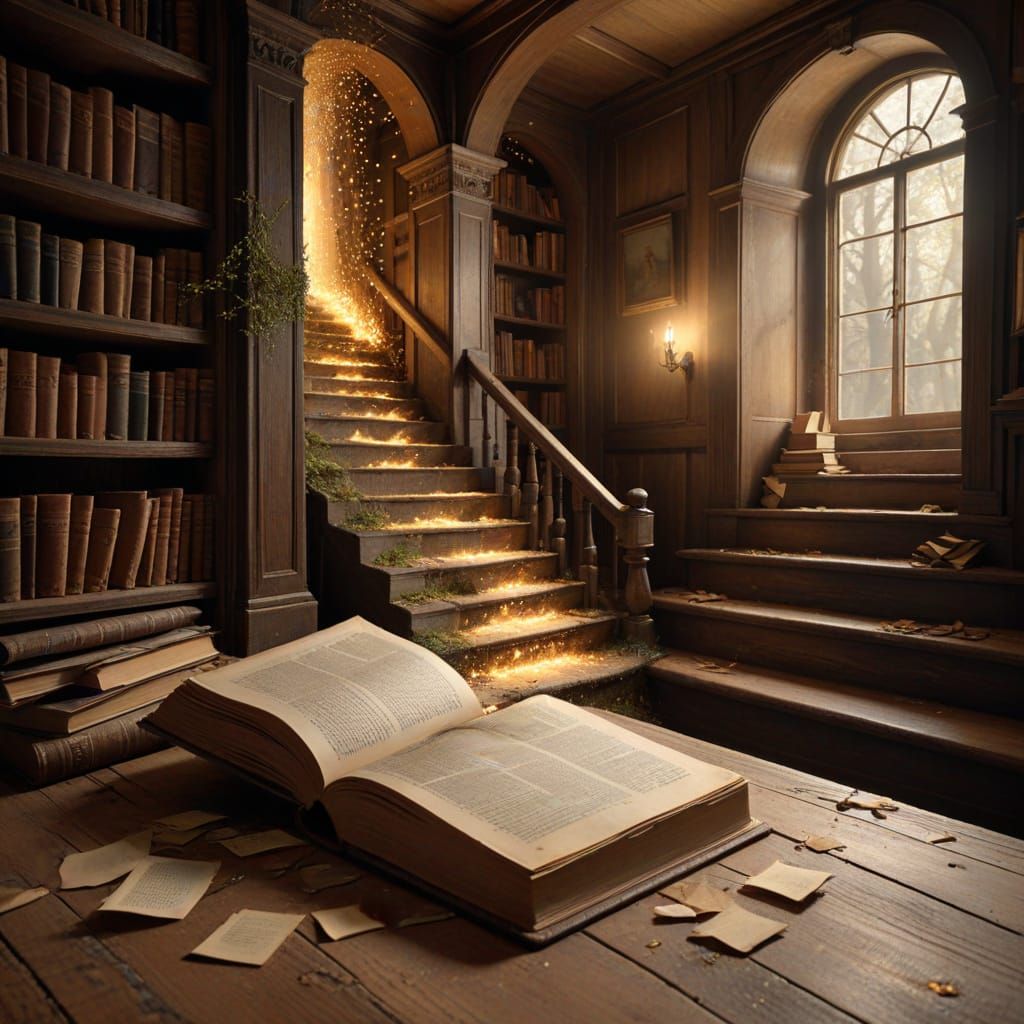 Book Portal to Underground Kingdom Optical Illusion