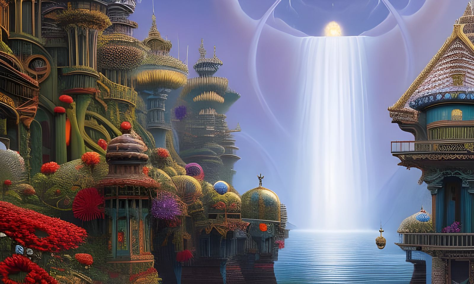 Fantastic Kingdom with Toxic Flowers: Digital Art