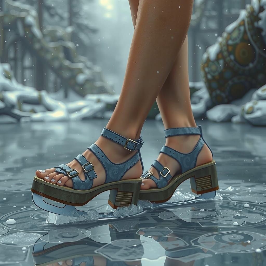 Mystical Ice Skates in Grey Platform Sandals