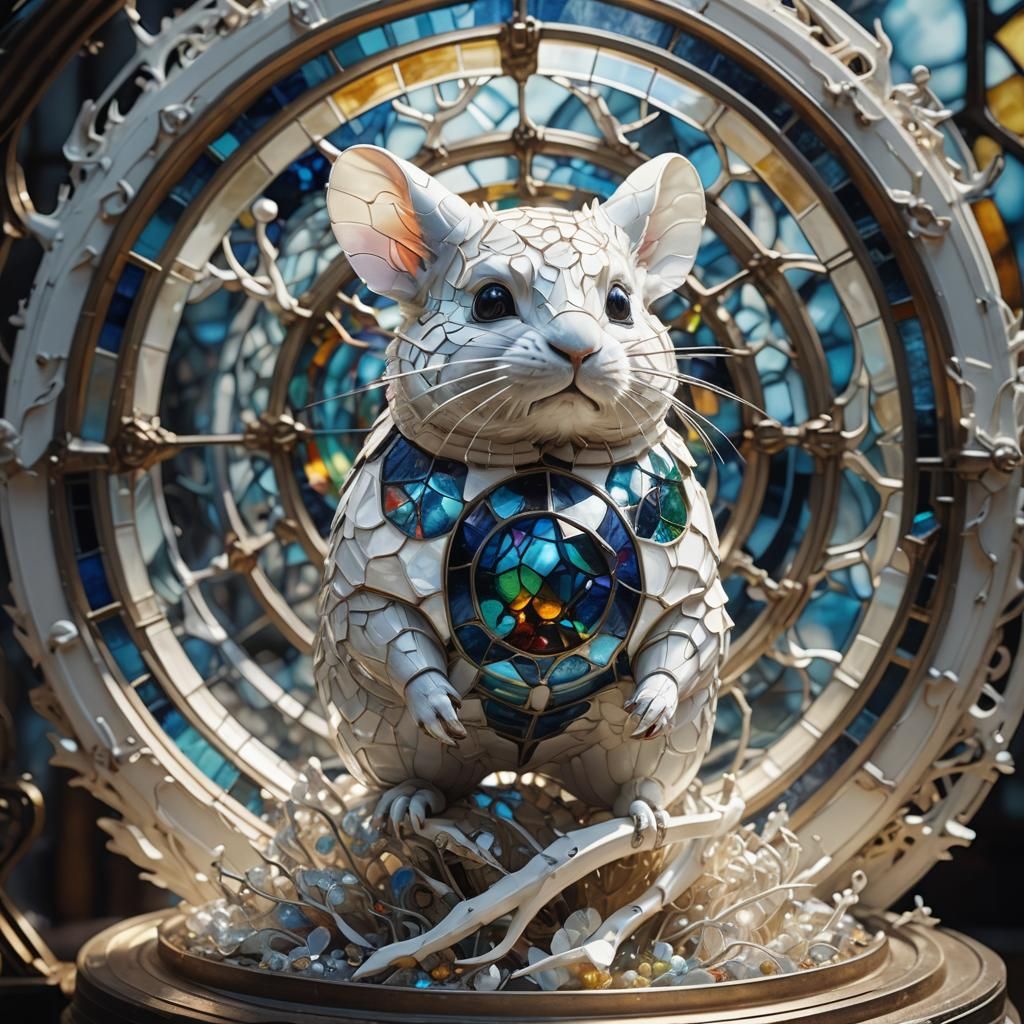 Biomechanical Stained Glass Chinchilla in Digital Matte Pain...