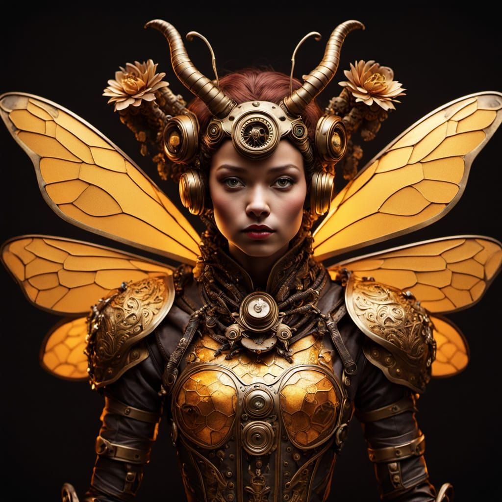 Steampunk Bee Dryad Queen with Clockwork Bees