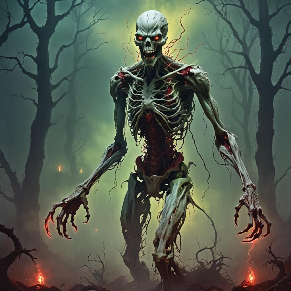 Towering Demonic Creature in Gothic Asylum