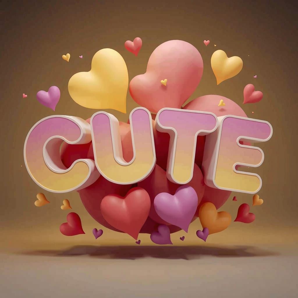 "CUTE" in a playful cartoon style, each letter individually ...