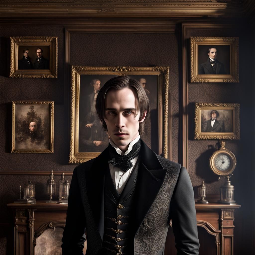 Steampunk Dorian Gray in Gothic Mansion