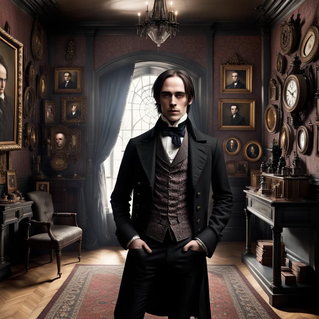 Steampunk Dorian Gray in Gothic Mansion