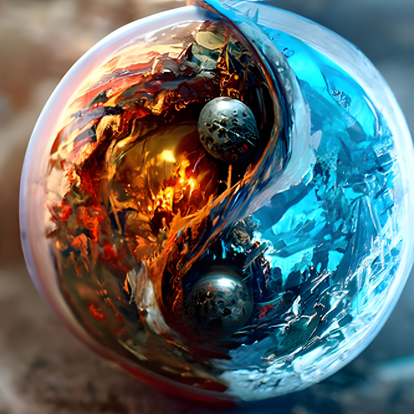 Fiery Ice Yin Yang in Sphere of Life