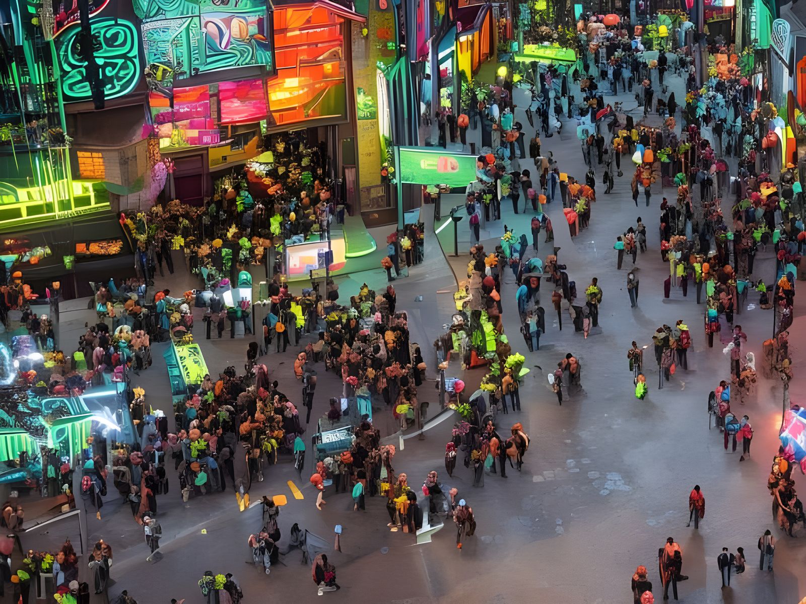 Cyberpunk Cityscape with Dragon Graffiti Art