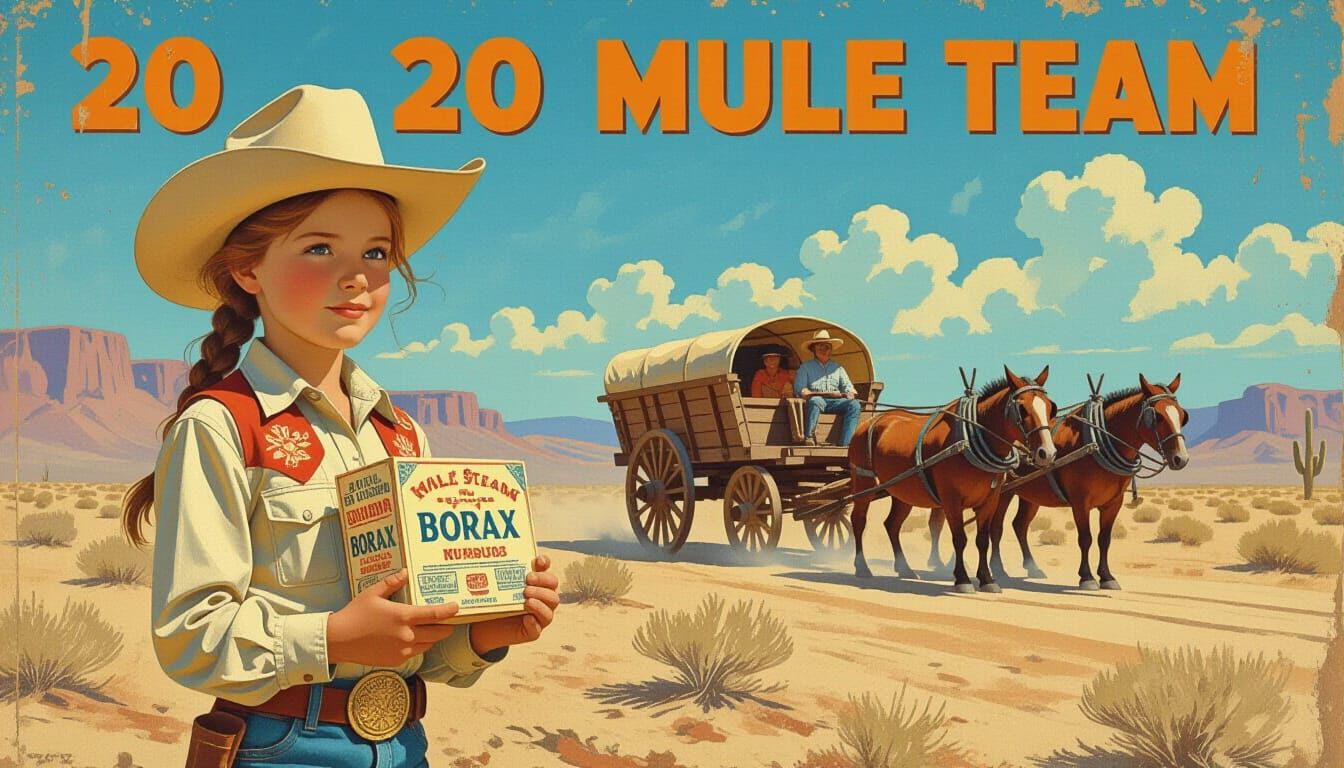Vintage 1880s rustic weathered painted poster of 20 Mule Tea...