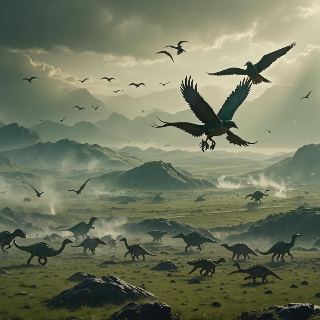 Skylark and Dinosaurs in Green Valley: Cinematic Film Still