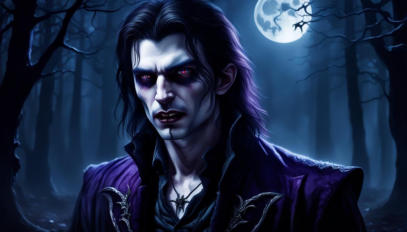 Moonlit Vampire Portrait in Dark Fantasy Art