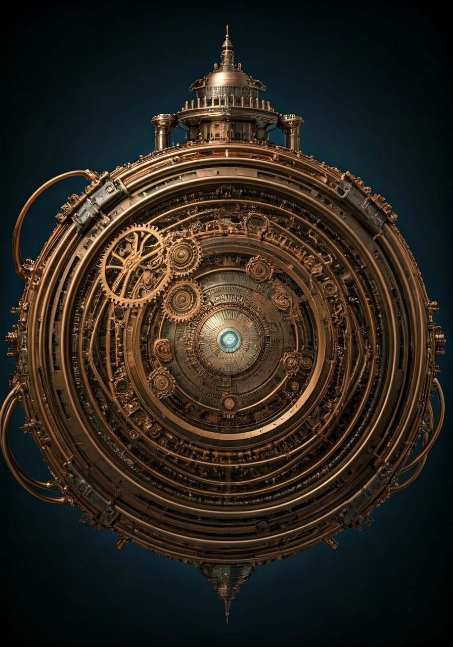 Bronze Steampunk Biometric Technosphere Mechanism