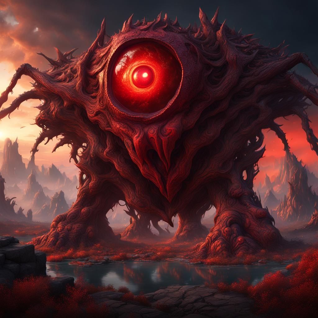 Enormous Red Eyes of the Earth: Fantasy Concept Art