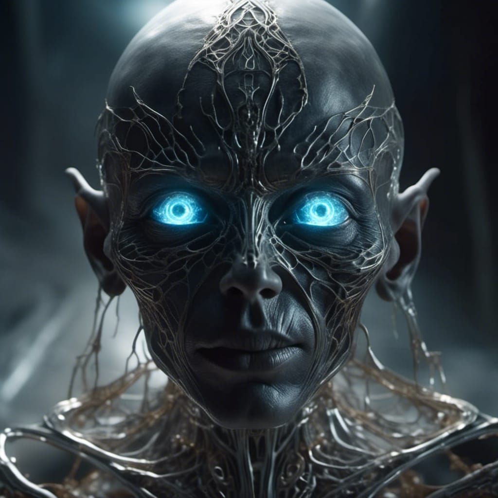 Luminous Alien Portrait in Digital Painting Style