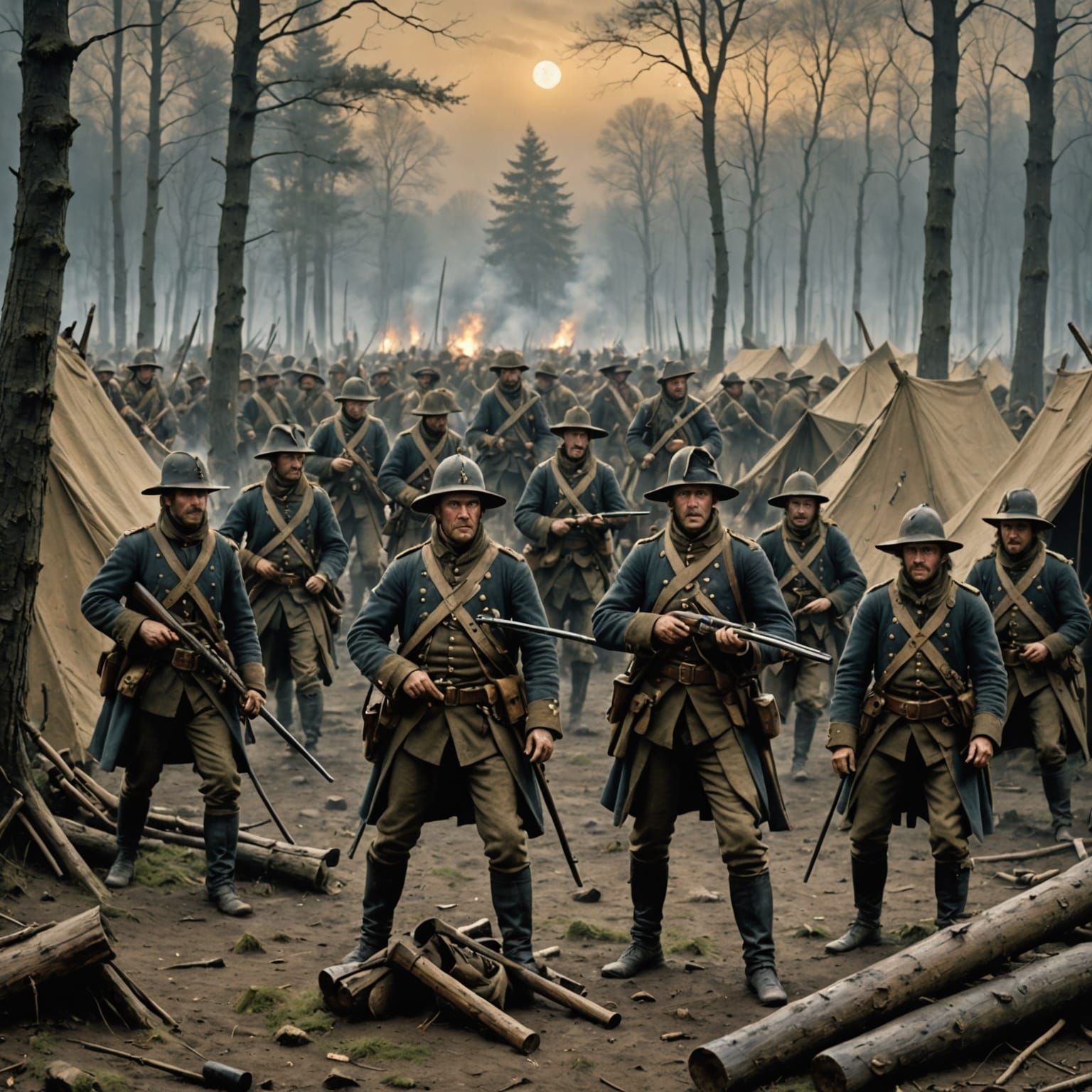 Battle-Worn Continental Soldiers Charge into Hessian Camp Un...