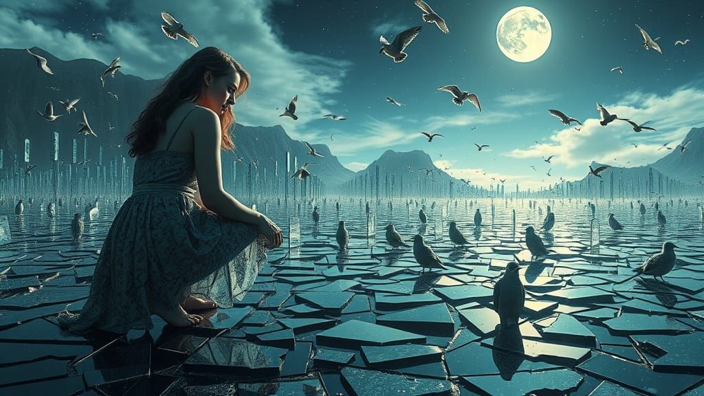 Mirrored Labyrinth: Surreal Bio-Art Collage