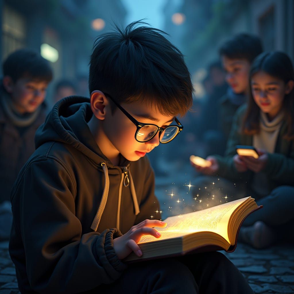 Teenager Lost in a Magical World of Reading