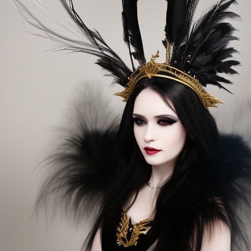Crow Goddess Portrait in Hyperdetailed Fantasy Style