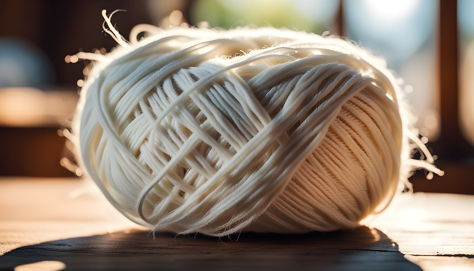 White Yarn Ball in Natural Light Photography