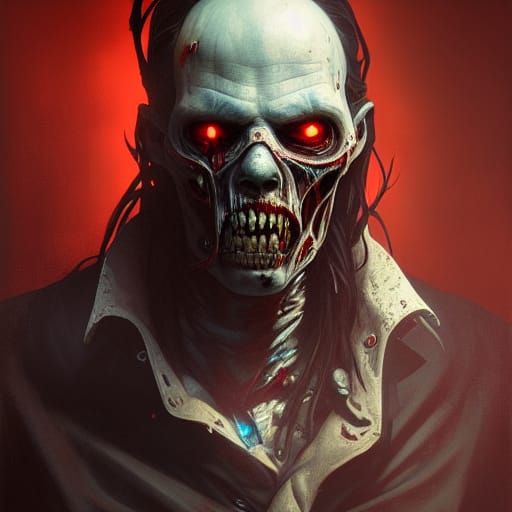 Sinister Undead Gunslinger Portrait in Hyperdetailed Style