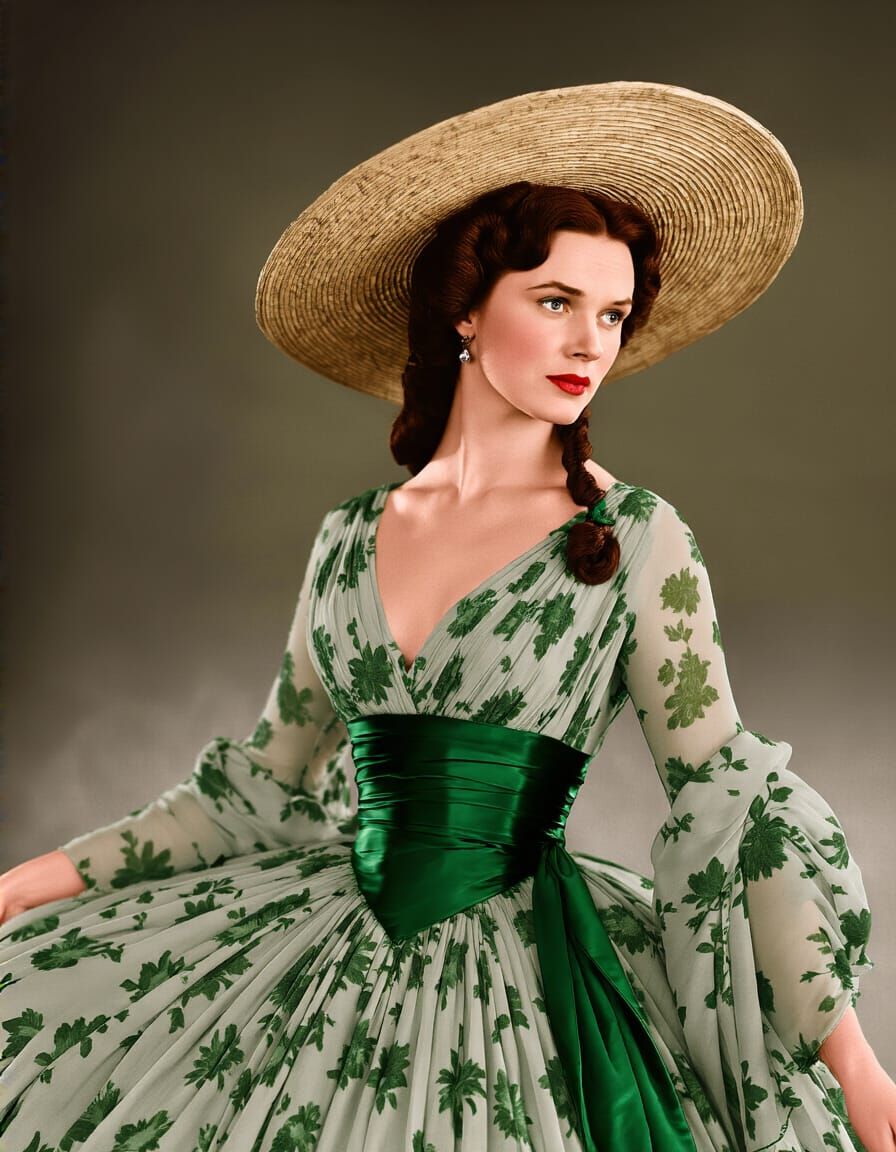 Scarlett O'Hara in Iconic Green Gown and Hat