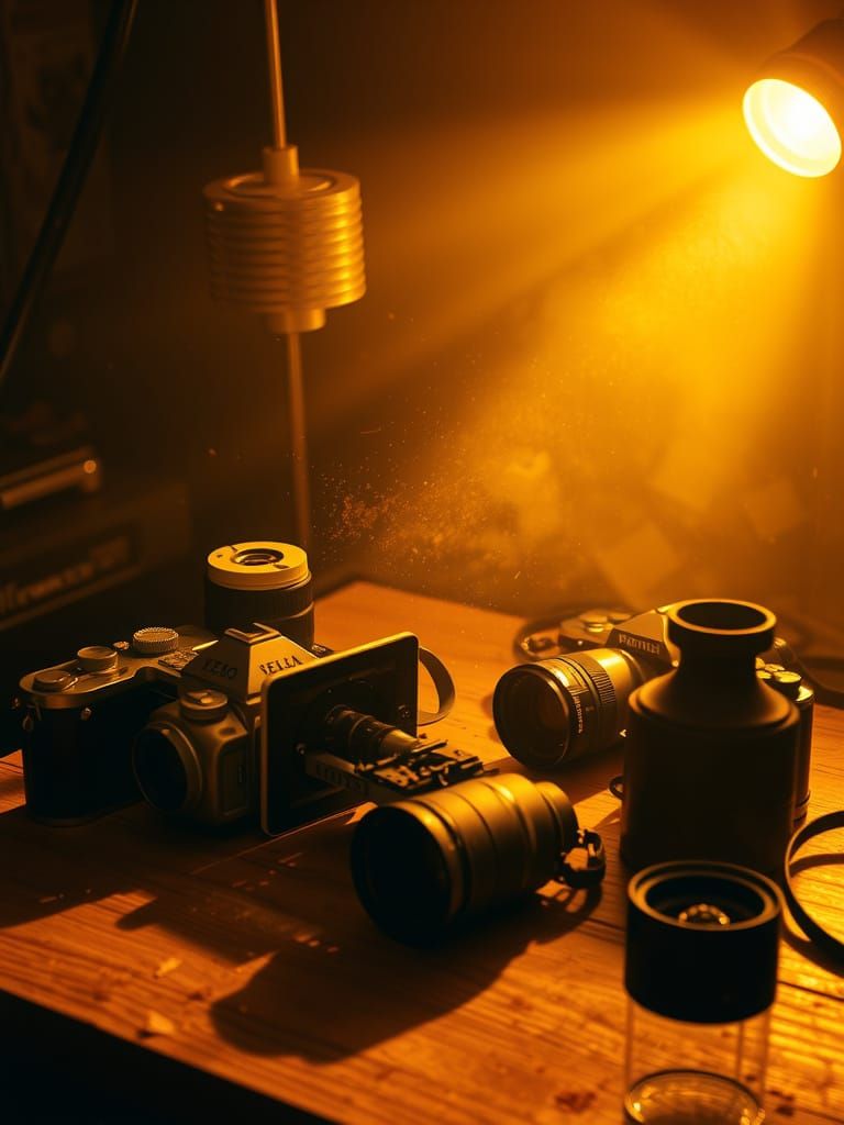 Vintage Photography Studio in Golden Light