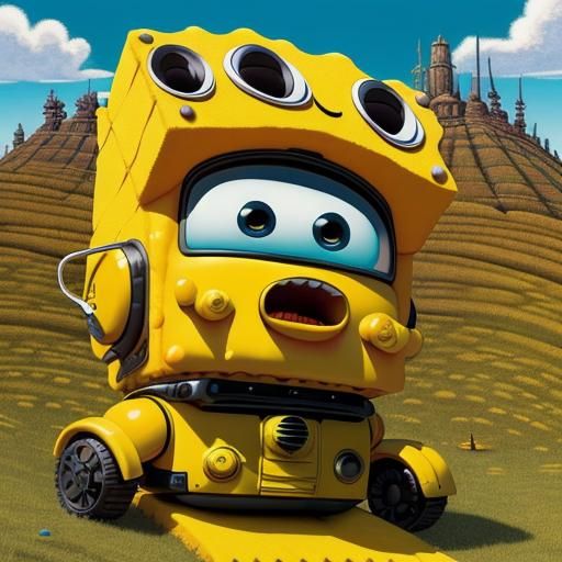 Robot on Hill: Pop Surrealism Steampunk Art