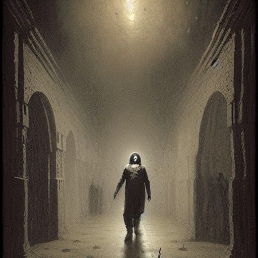 Michael Myers in Dark Catacombs: Horror Art
