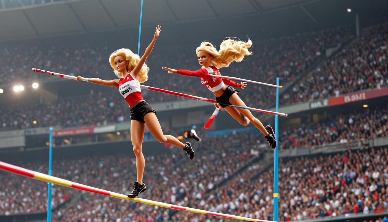 Barbie pole vault jumping gone crazy