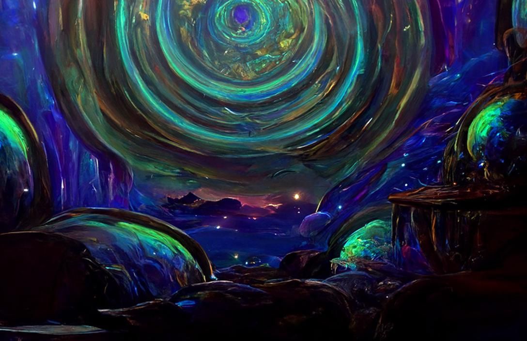 Aetherpunk Starry Night in Anime Art Style