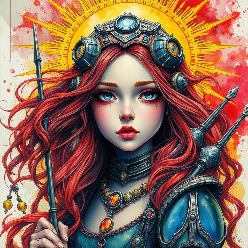 Solarpunk Little Red Riding Hood Portrait