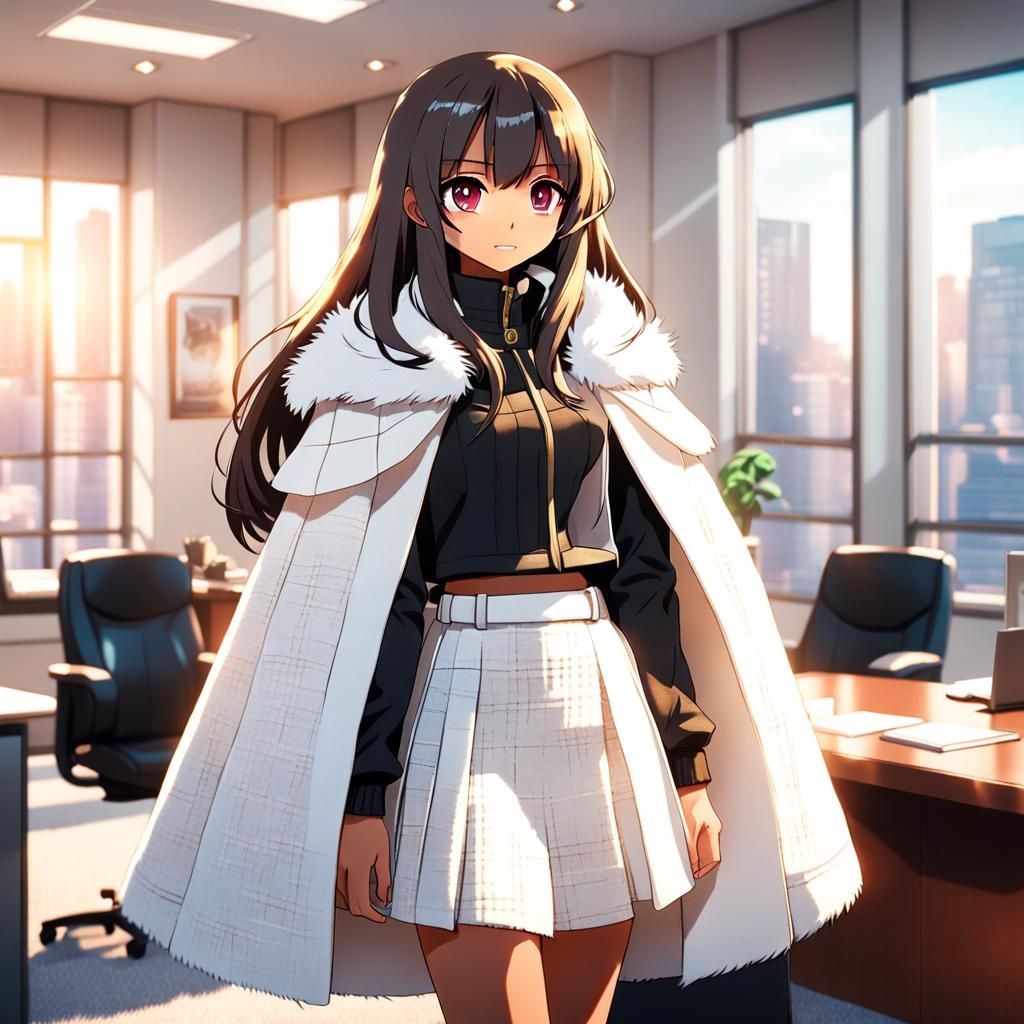 Anime Woman in Fur Cloak, Studio Ghibli Style