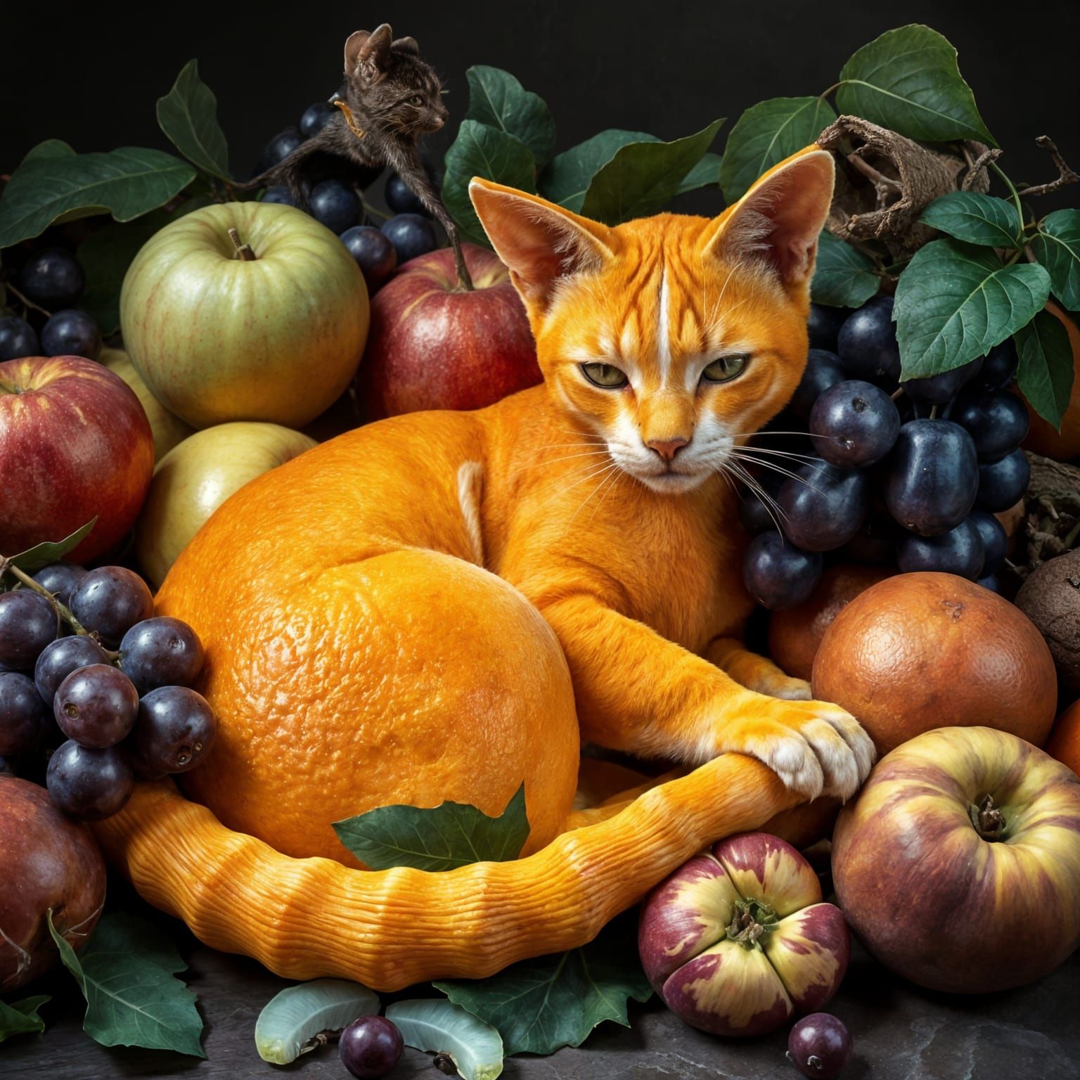 Fanciful Orange Cat Hybrid Still Life